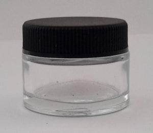 Glass Cosmetic Round Jar Ointment 30 mls Black Lid