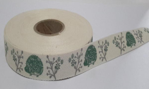 Ribbon  -   Cream With Hedgehogs by the 1 mtr