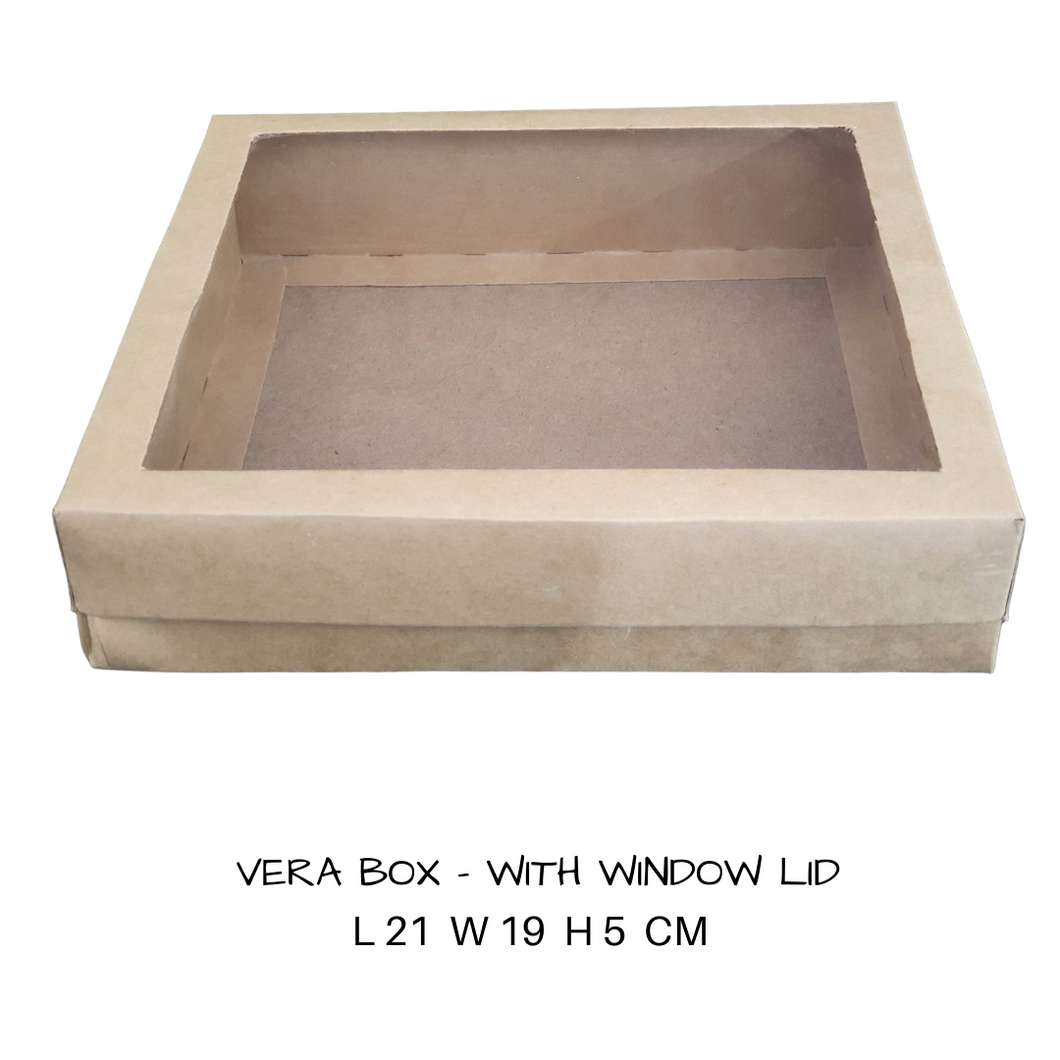 Box- Kraft Vera Box 21cm x 19 cm x 5.5cm (Out The Box)  LOCAL