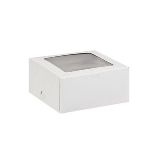 Box - Cup Cake Box 4  - White with Window