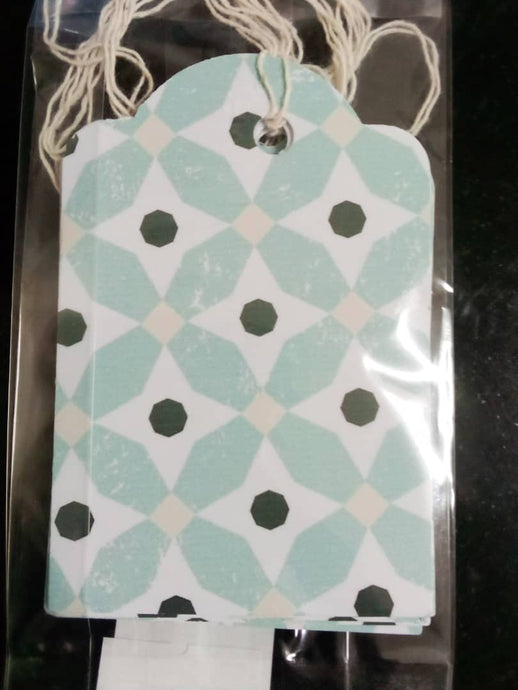 Gift Tags -blue print with dots (Large) Pack of 6