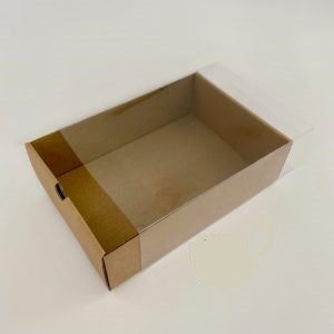 Small Kraft Sliding Gift Box With PVC sleeve